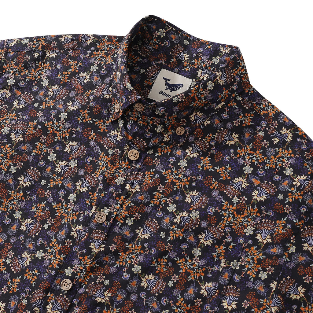 Camisa Hawaiana para Hombre Camisa Abotonada Garde de Manga Corta 100% Algodón