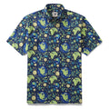 Camisa hawaiana de hombre Azul Planeta Día de la Tierra Algodón Abotonada Manga Corta Camisa Aloha