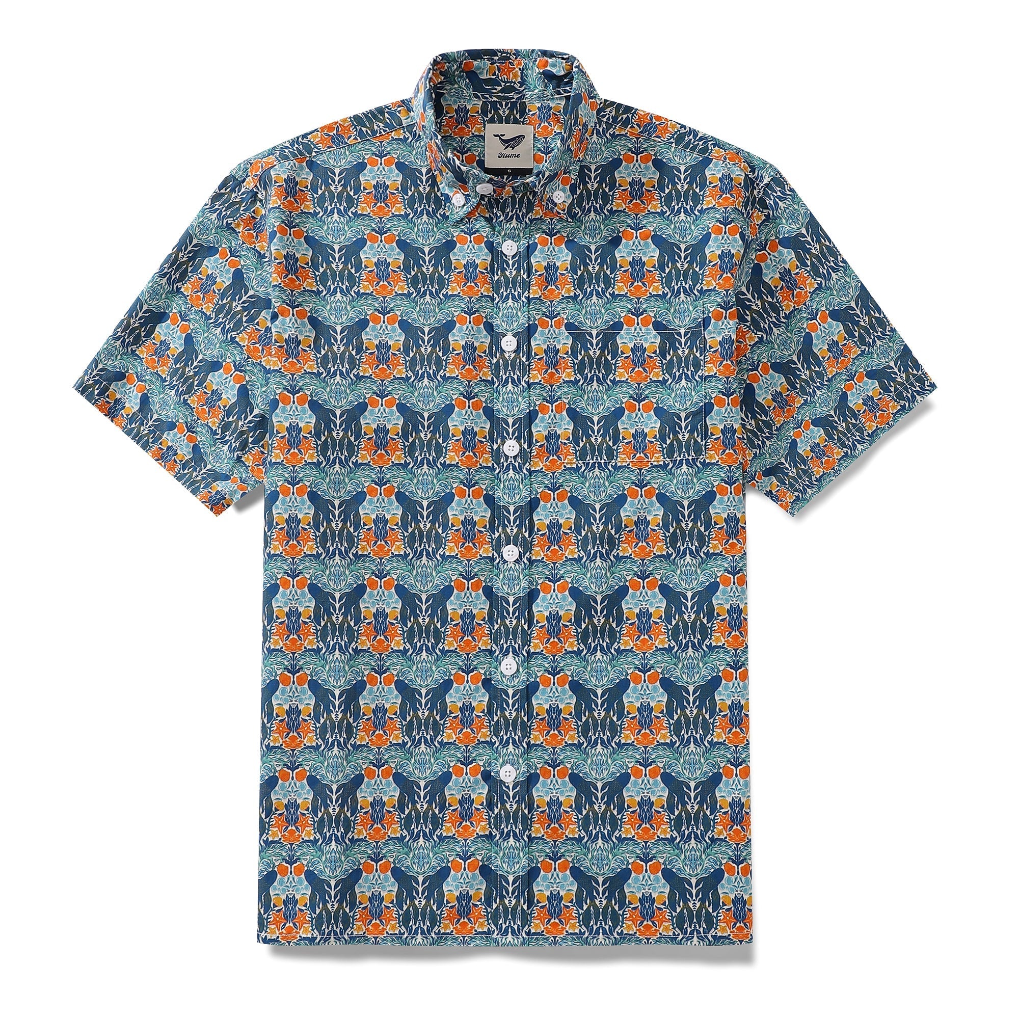 Camisa hawaiana para hombre con estampado "Under The Sea World" de Sara, de algodón, con botones, manga corta, camisa Aloha