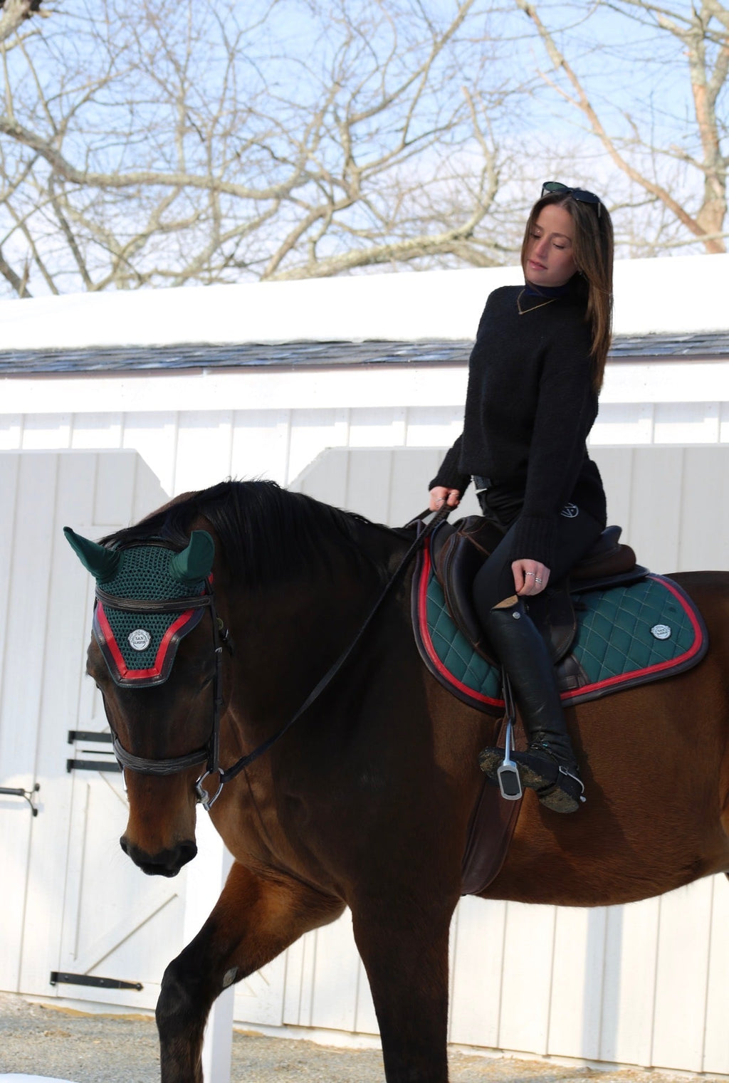 Jump Saddle Pad | Green- Brown & Red
