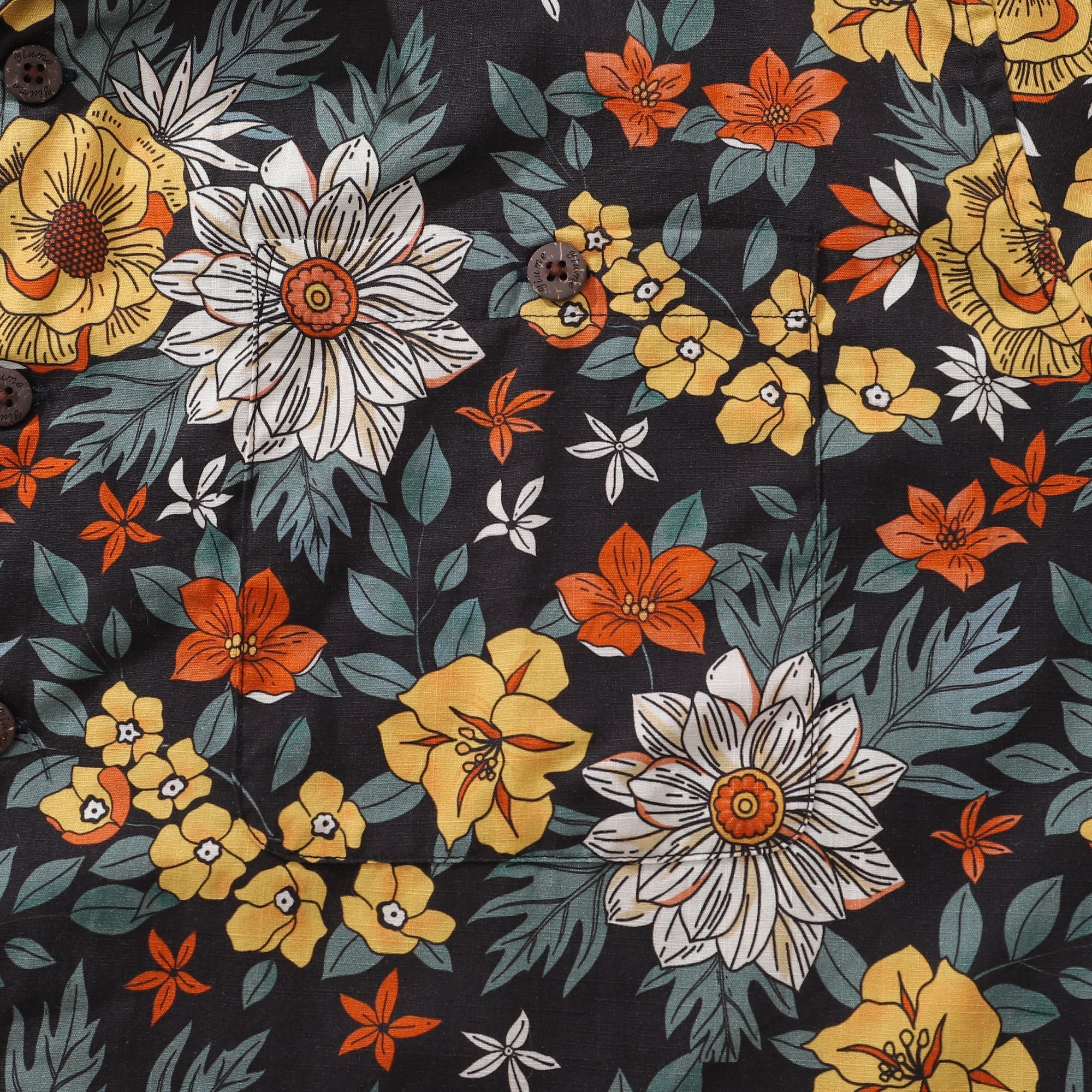 Camisa Hawaiana para Hombre Estampado Jardín Otoñal Cuello Camisero 100% Algodón