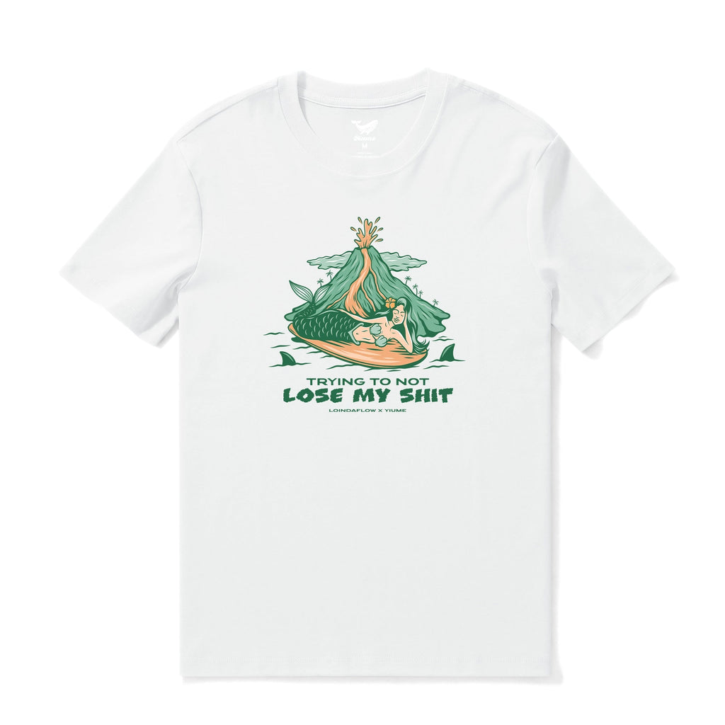 Camiseta Hawaiana para Hombre Hang Loose de Loindaflow Camiseta Cuello Redondo 100% Algodón - Blanco