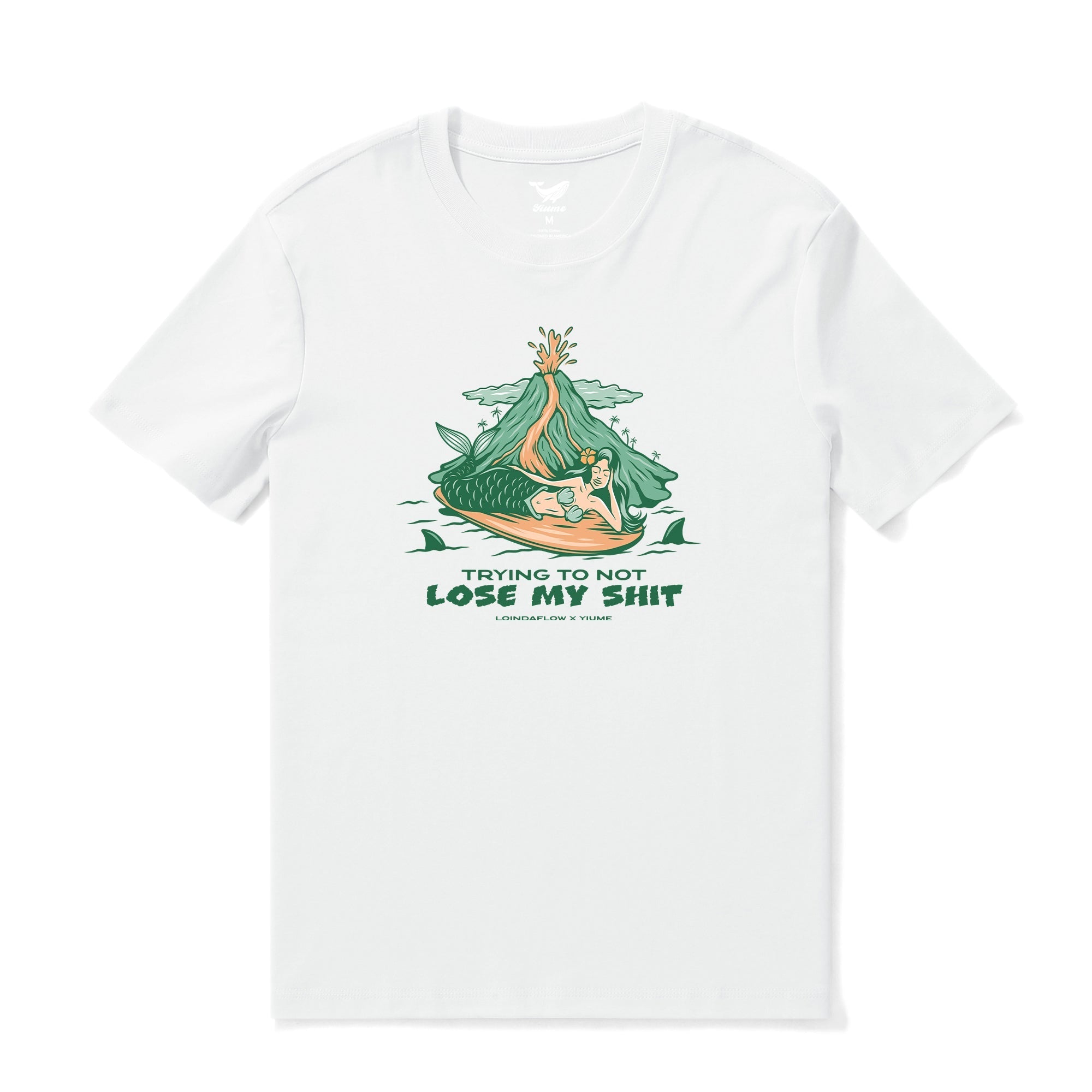 Camiseta Hawaiana para Hombre Hang Loose de Loindaflow Camiseta Cuello Redondo 100% Algodón - Blanco