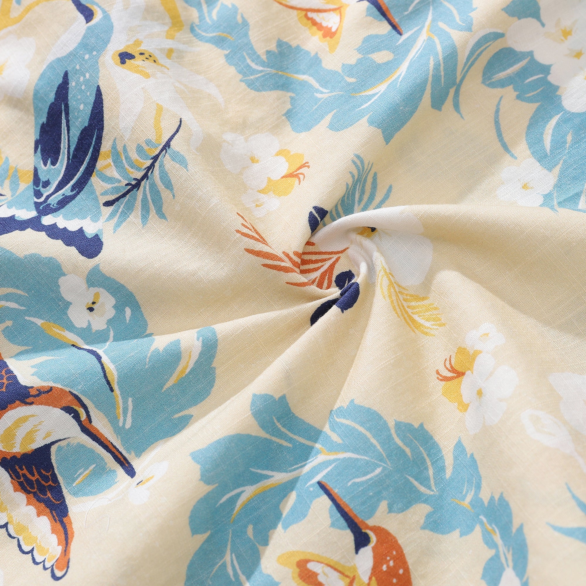 Camisas Hawaianas Para Hombre Flores Blancas y Camisa de Colibrí 100% Algodón