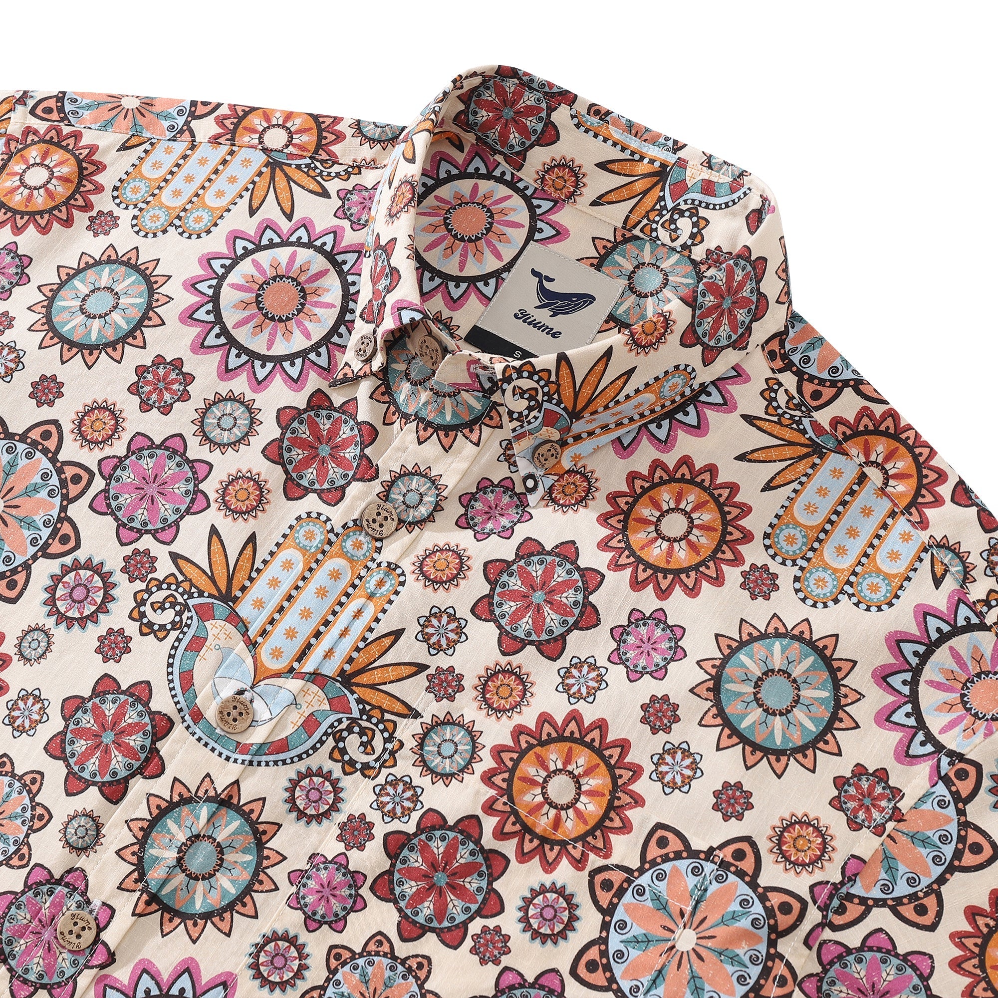 Camisa Hawaiana de Hombre Medita y Aligera tu Corazón Por Chiara De David Camisa Aloha de Algodón con Botones y Manga Corta