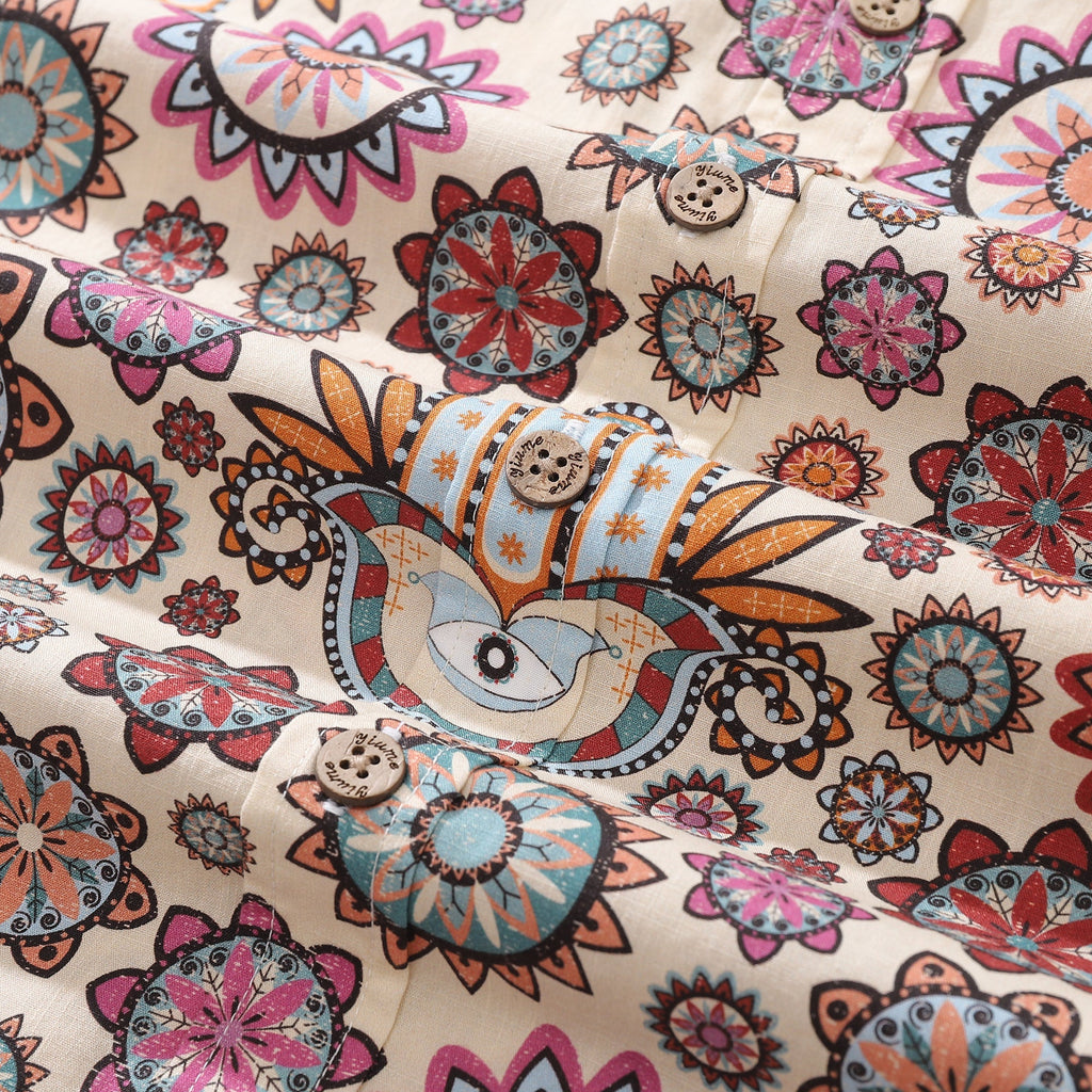 Camisa Hawaiana de Hombre Medita y Aligera tu Corazón Por Chiara De David Camisa Aloha de Algodón con Botones y Manga Corta