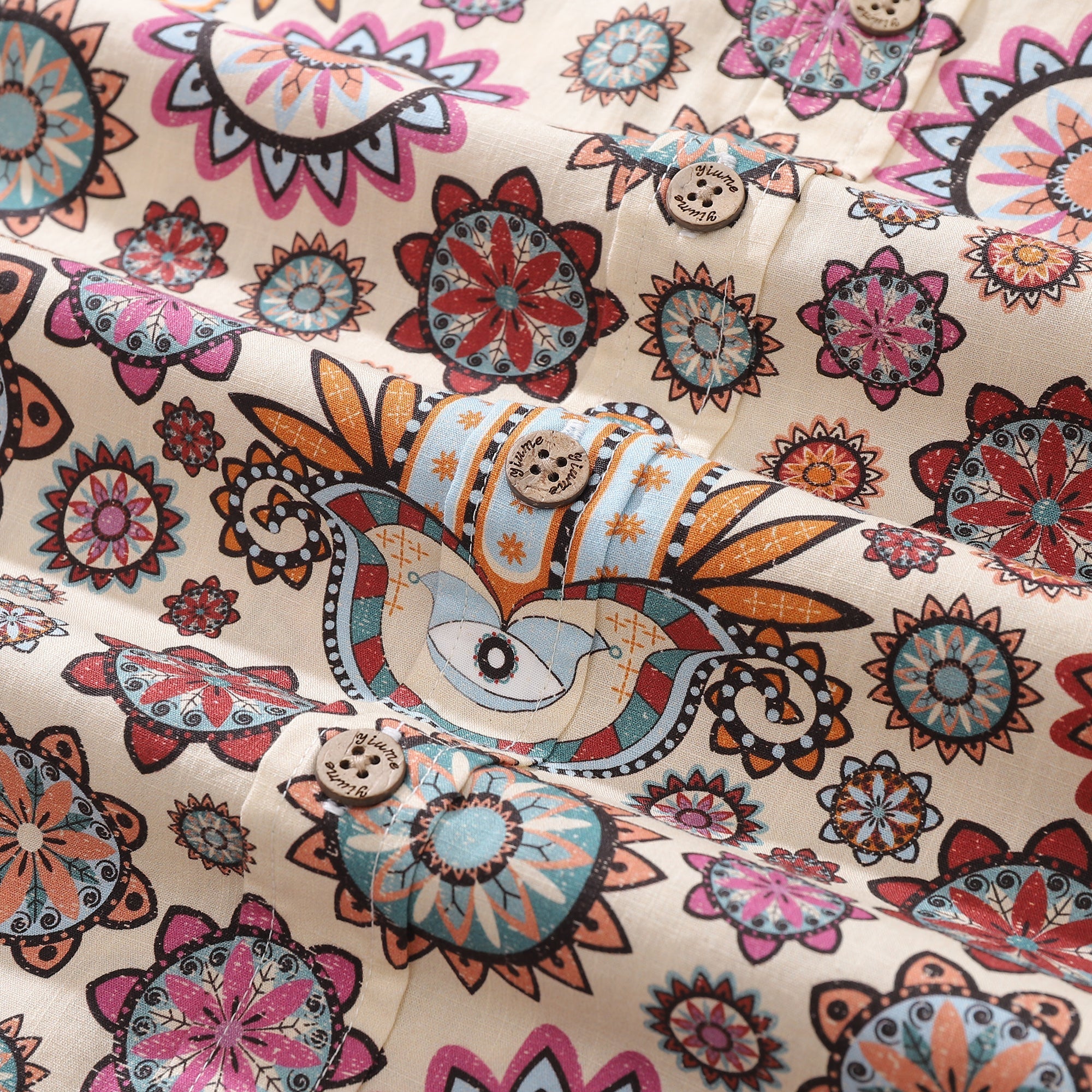 Camisa Hawaiana de Hombre Medita y Aligera tu Corazón Por Chiara De David Camisa Aloha de Algodón con Botones y Manga Corta