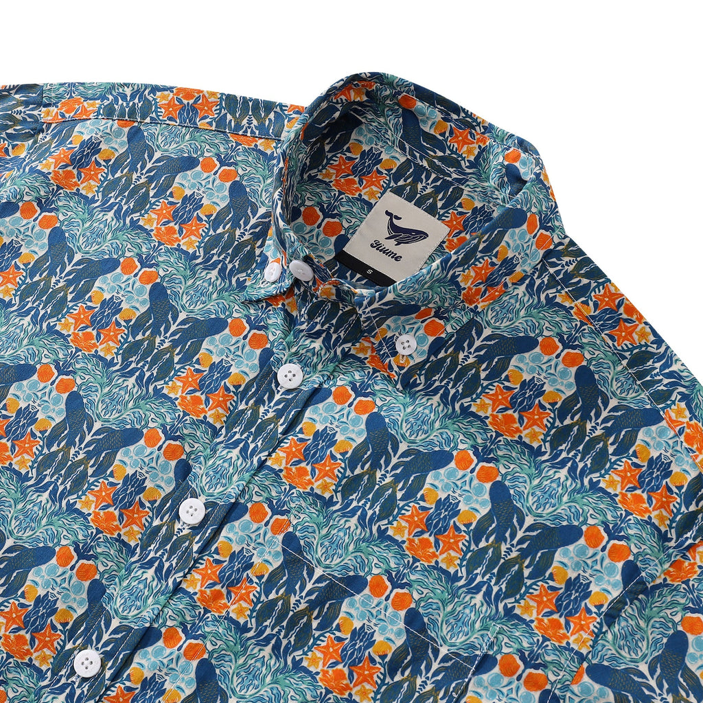 Camisa hawaiana para hombre con estampado "Under The Sea World" de Sara, de algodón, con botones, manga corta, camisa Aloha
