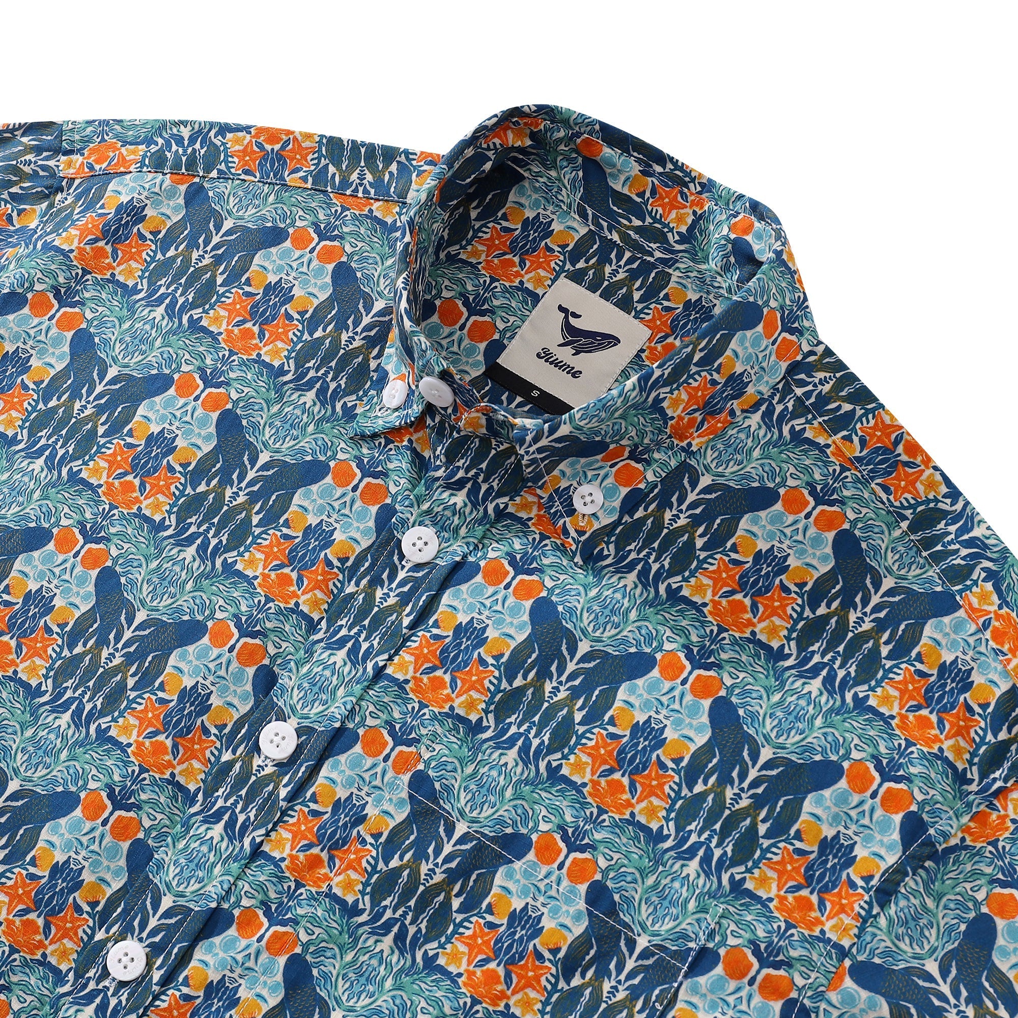 Camisa hawaiana para hombre con estampado "Under The Sea World" de Sara, de algodón, con botones, manga corta, camisa Aloha