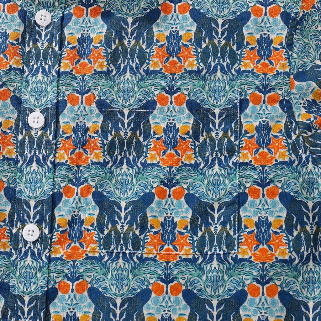 Camisa hawaiana para hombre con estampado "Under The Sea World" de Sara, de algodón, con botones, manga corta, camisa Aloha