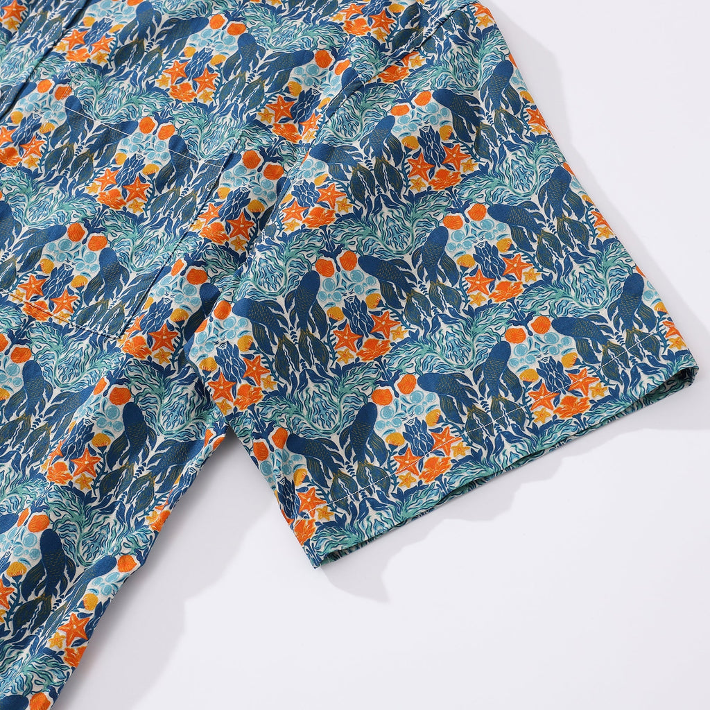 Camisa hawaiana para hombre con estampado "Under The Sea World" de Sara, de algodón, con botones, manga corta, camisa Aloha