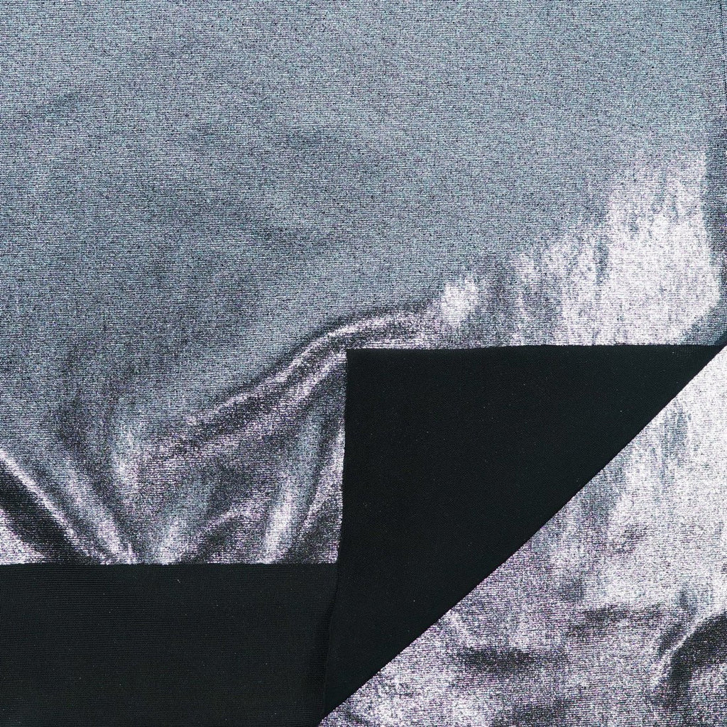 Mercury Titanium Foiled Spandex Fabric | Blue Moon Fabrics