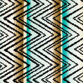 Brown and Turquoise Zig Zag Printed Spandex | Blue Moon Fabrics