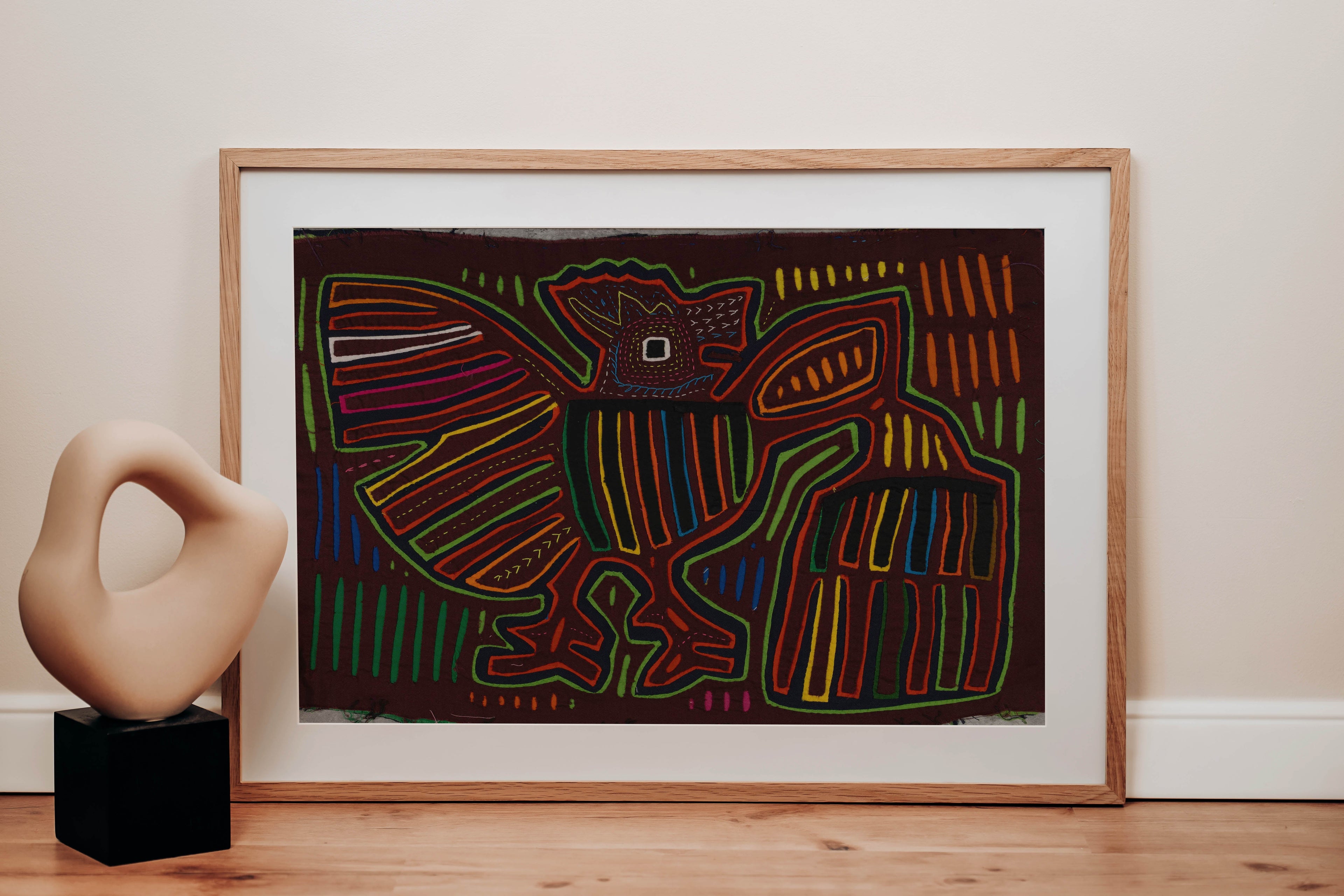 Rainbow Colors Eagle With Broom Mola