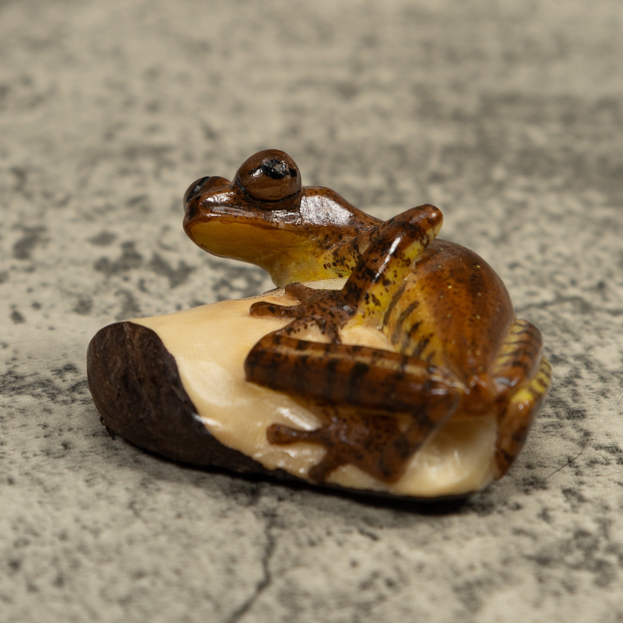Brown Frog Tagua Carving