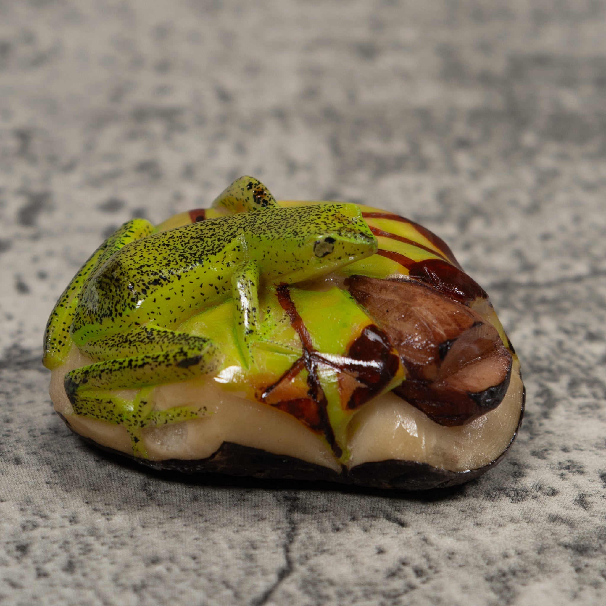 Green Frog Tagua Carving