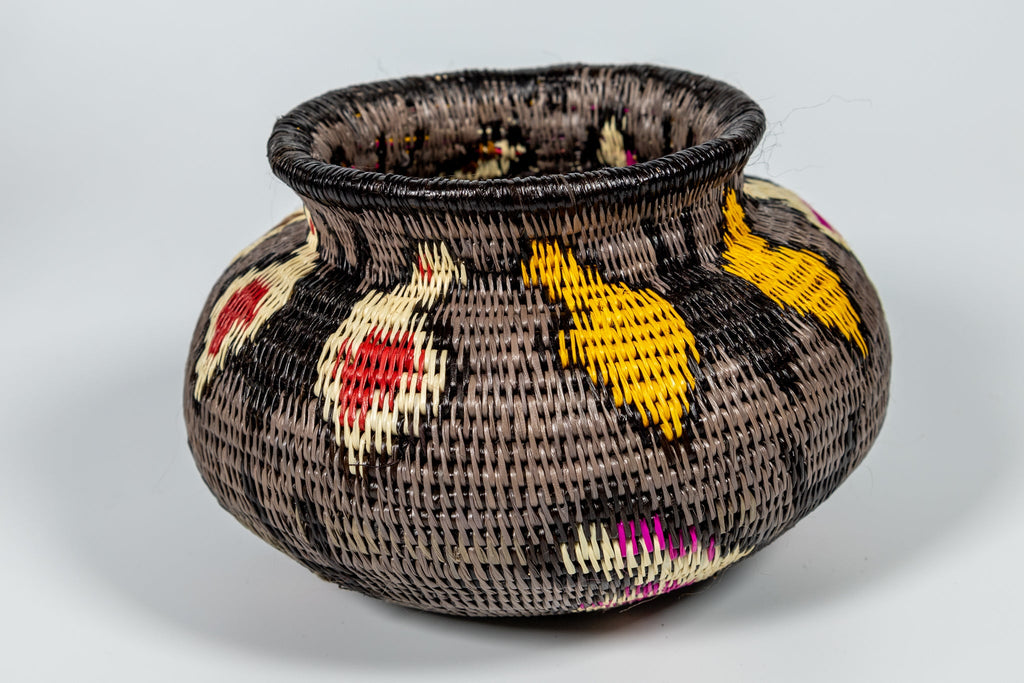 Gray With Multiple Butterflies Woven Basket