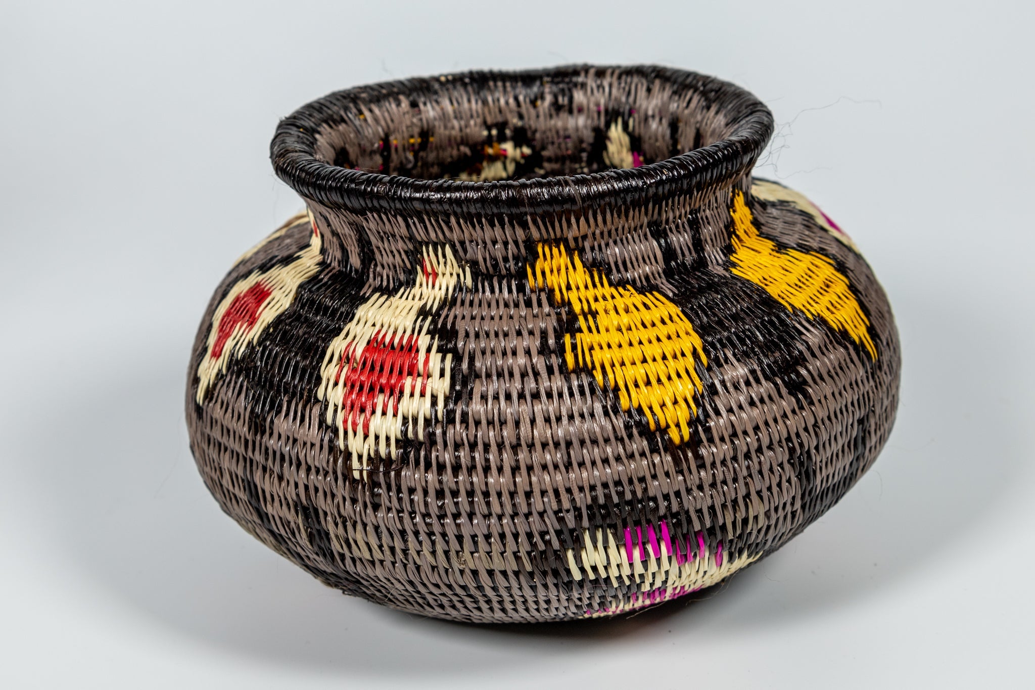 Gray With Multiple Butterflies Woven Basket
