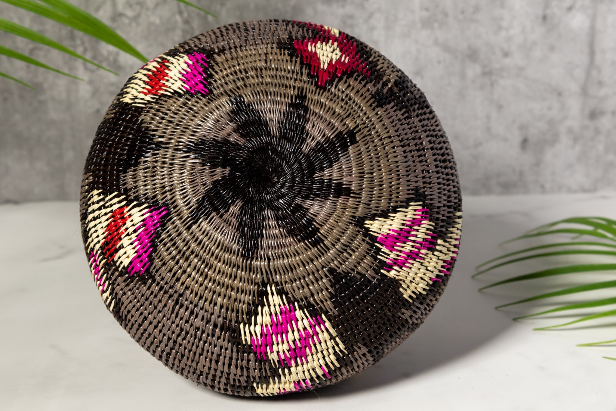Gray With Multiple Butterflies Woven Basket