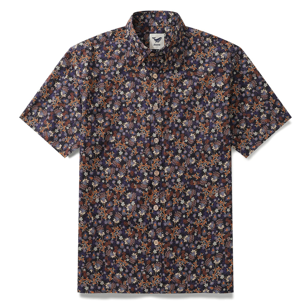 Camisa Hawaiana para Hombre Camisa Abotonada Garde de Manga Corta 100% Algodón