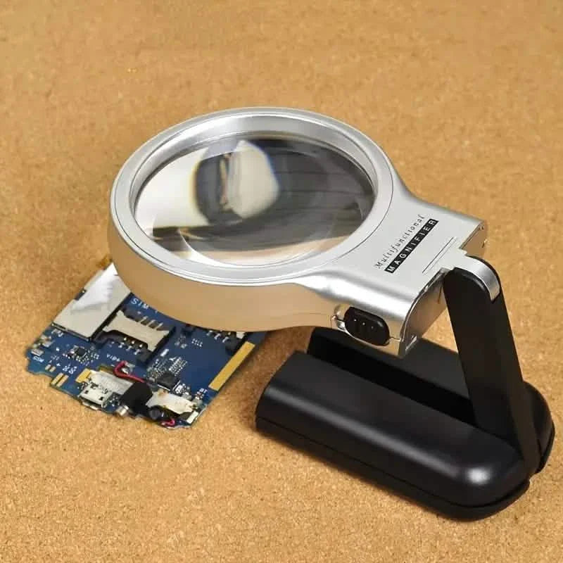 Desktop Handheld Magnifier Two-way Magnifying Mirror Foldable