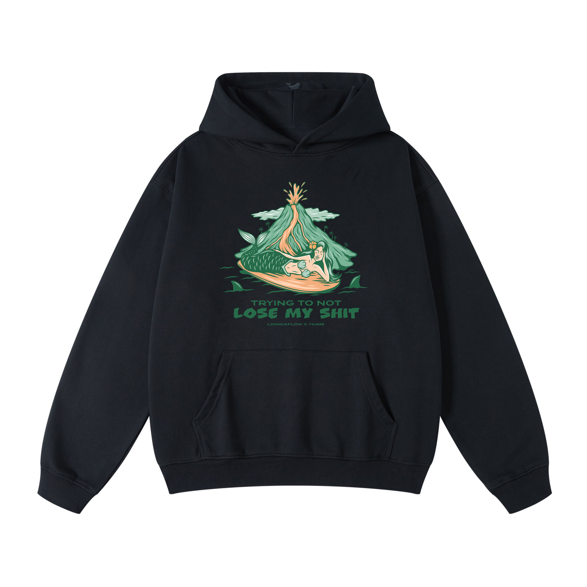 Sudadera con capucha hawaiana para hombre Hang Loose By Loindaflow Print Hoodie - NEGRO