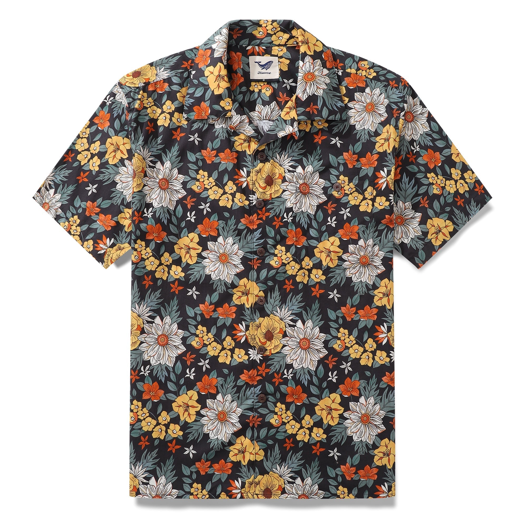 Camisa Hawaiana para Hombre Estampado Jardín Otoñal Cuello Camisero 100% Algodón